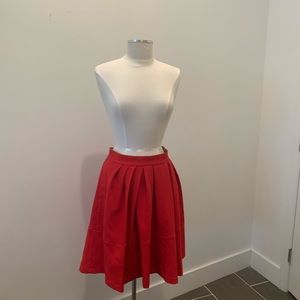 Banana Republic Red Full Skirt Pleated